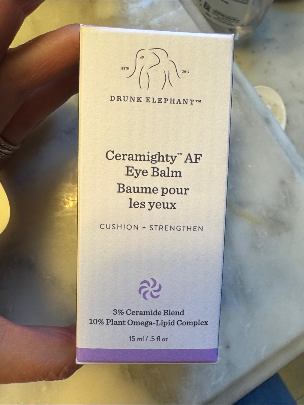 New in box Drunk Elephant Ceramighty AF Eye Balm — White with Purple Accent